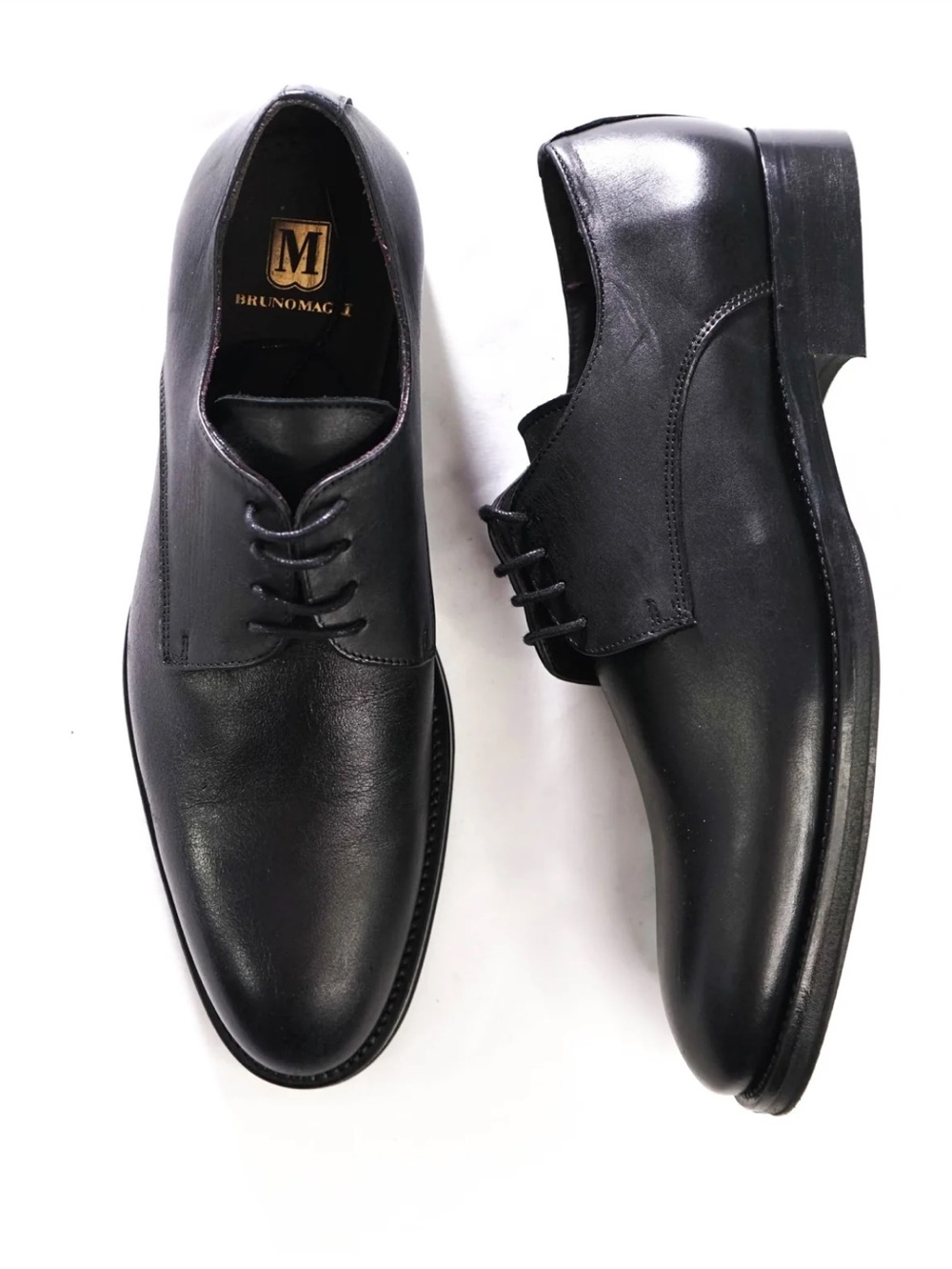 Bruno Magli Black Leather Derby Shoes